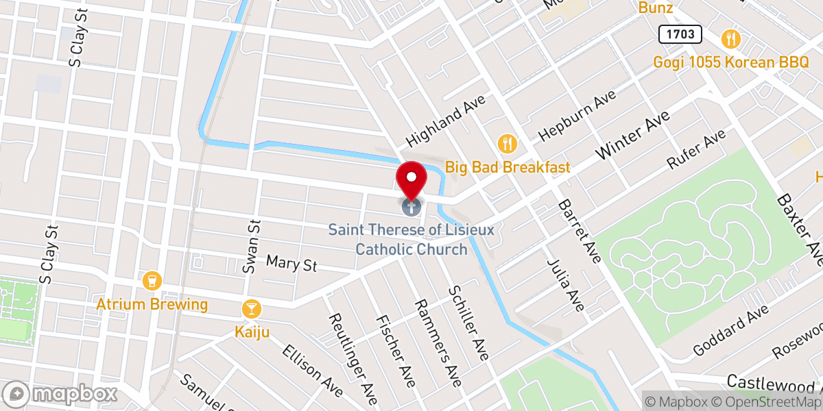 Map showing location of St Therese Rectory