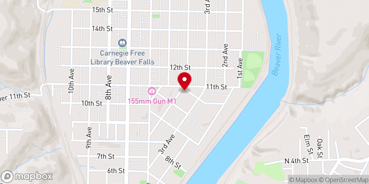 Map showing location of First Congregational Church - Beaver Falls, PA