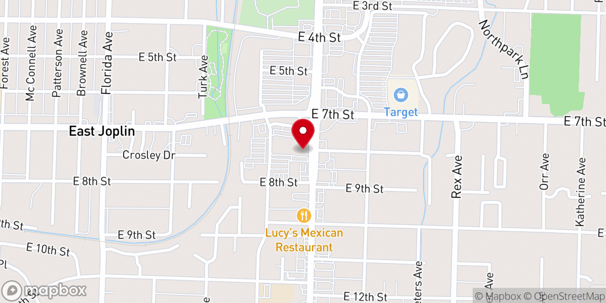 Map showing location of Forest Park Church - Joplin