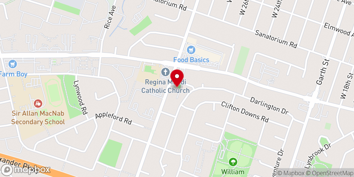 Map showing location of St Andrews United Church
