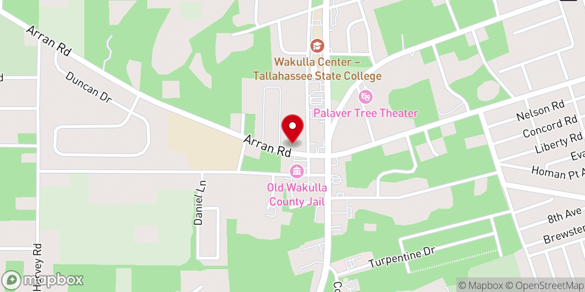 Map showing location of Crawfordville United Methodist Church