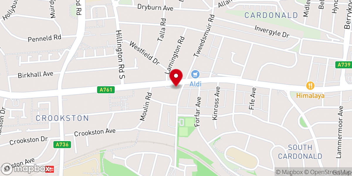 Map showing location of Cardonald Parish Church