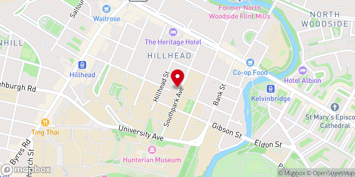 Map showing location of Glasgow University Catholic Chaplaincy
