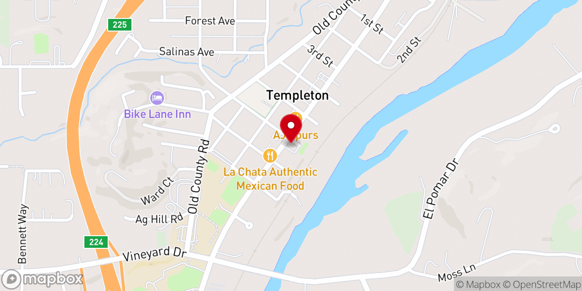 Map showing location of Vineyard Church of Christ