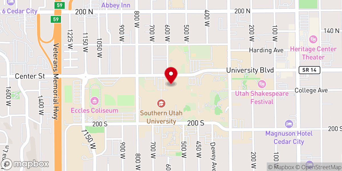 Map showing location of Southern Utah University