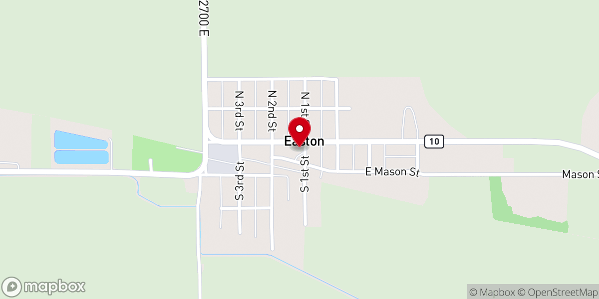 Map showing location of Easton Village Hall