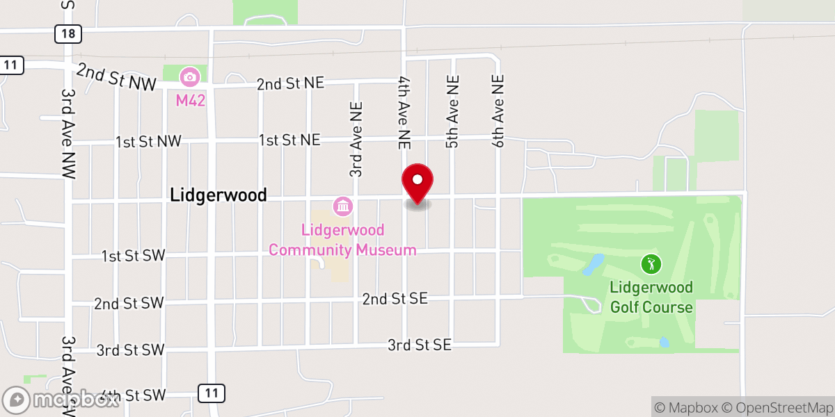 Map showing location of Bergen Lutheran Church