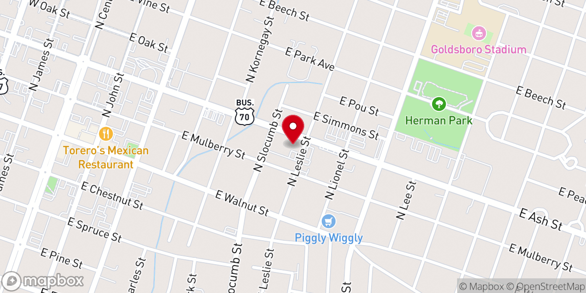 Map showing location of First Free Will Baptist Church