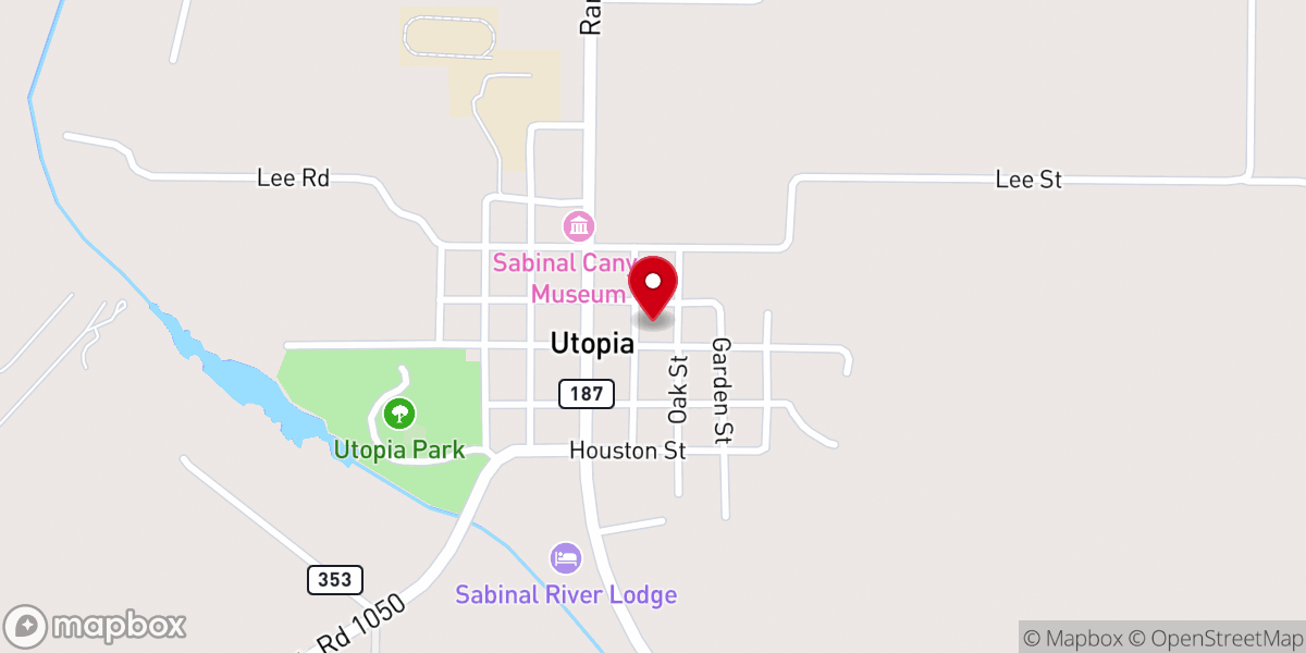 Map showing location of Utopia Baptist Church