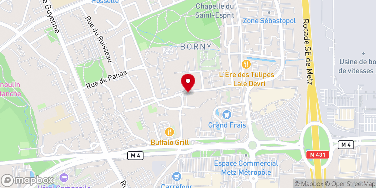 Map showing location of Église Évangélique Baptiste de Metz-Borny