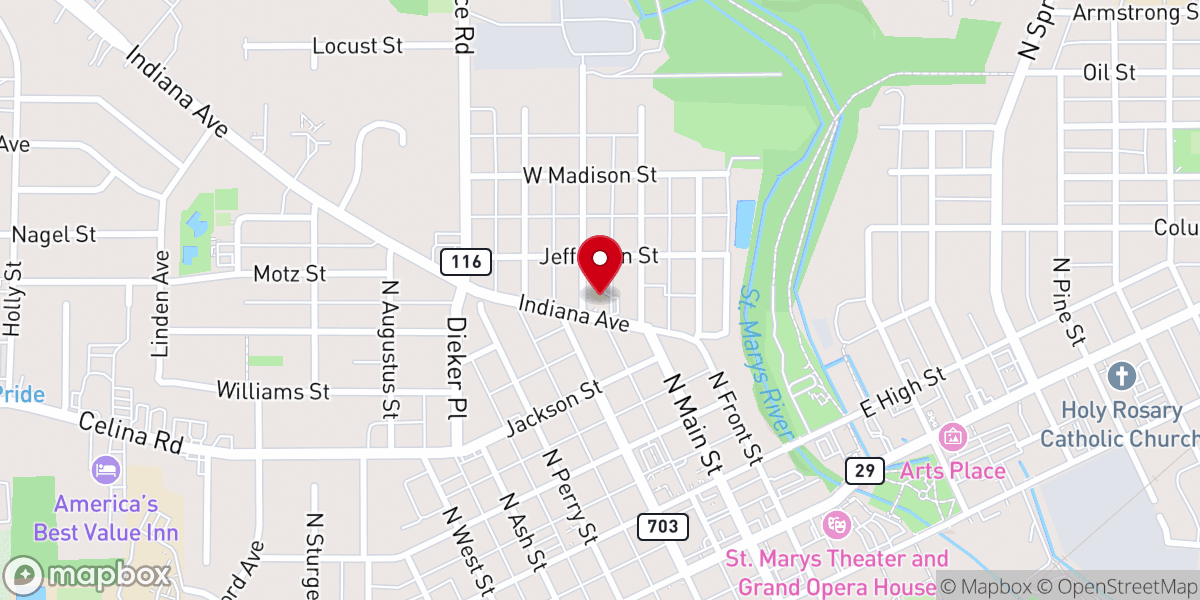 Map showing location of New Creations Learning Center