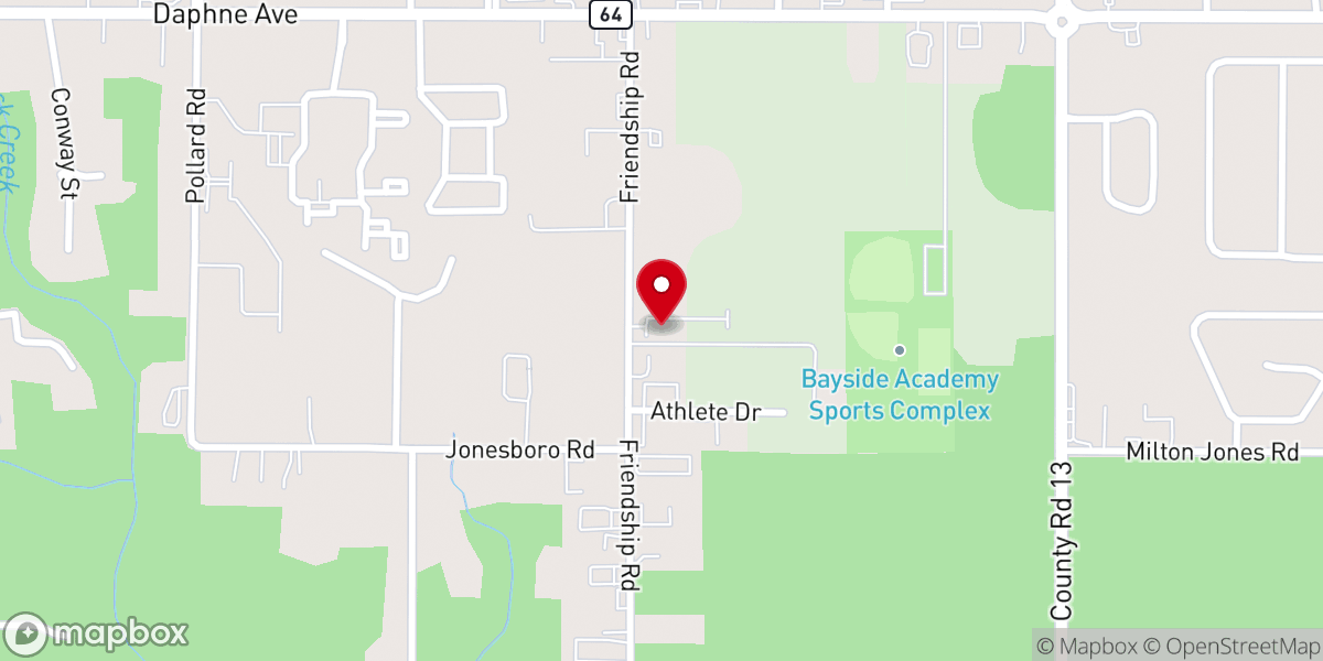 Map showing location of BayLife Church Daphne Campus