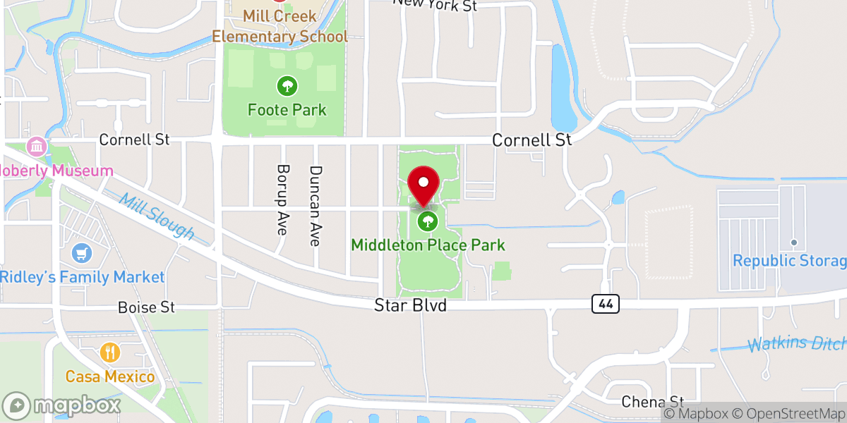 Map showing location of Middleton Place Park