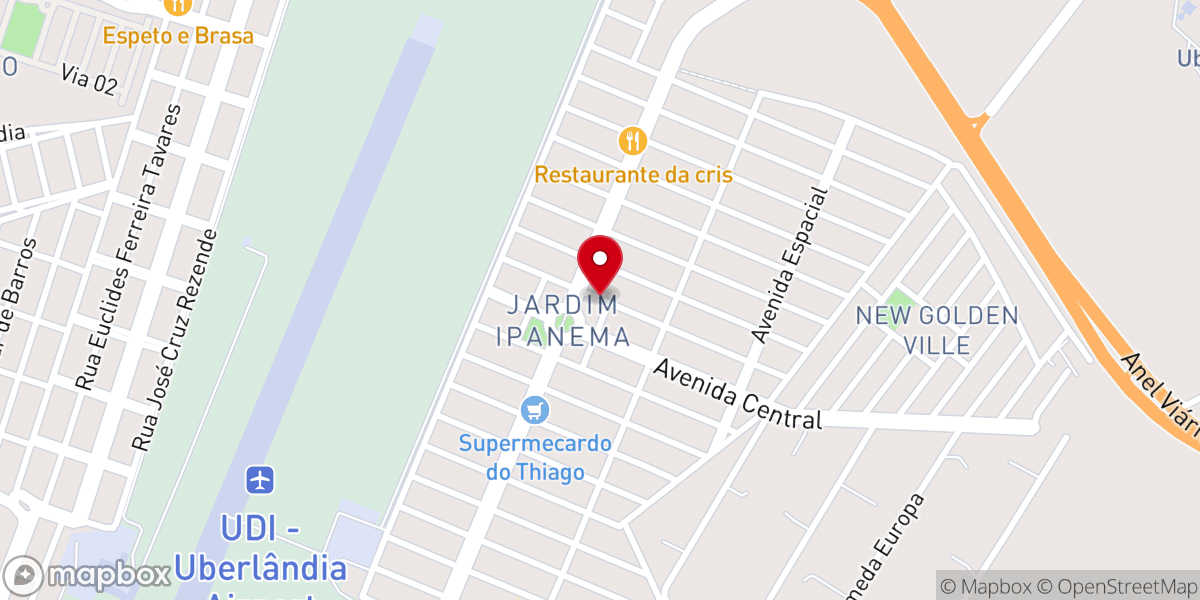 Map showing location of Igreja Batista Ipanema em uberlandia