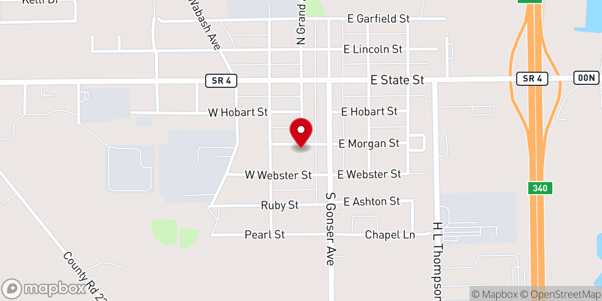 Map showing location of Ashley United Methodist Church