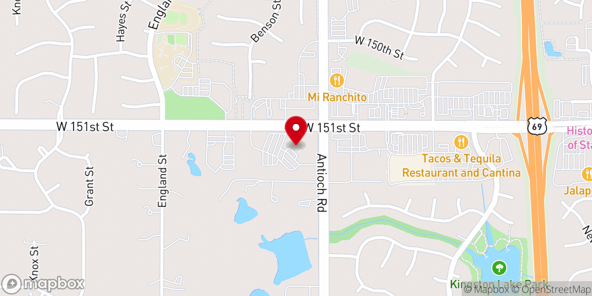 Map showing location of Blue Valley Church: Antioch Campus
