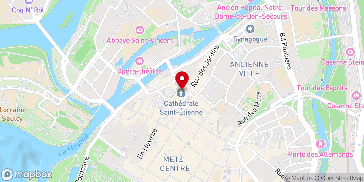 Map showing location of Stephansdom zu Metz