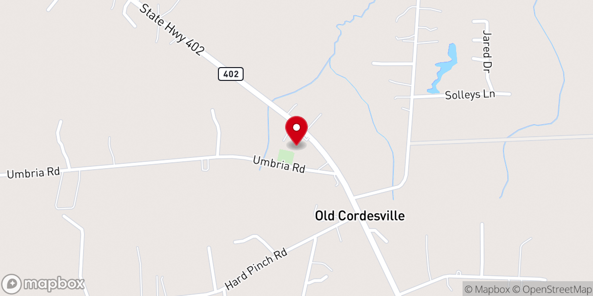 Map showing location of Cordesville First Baptist Church