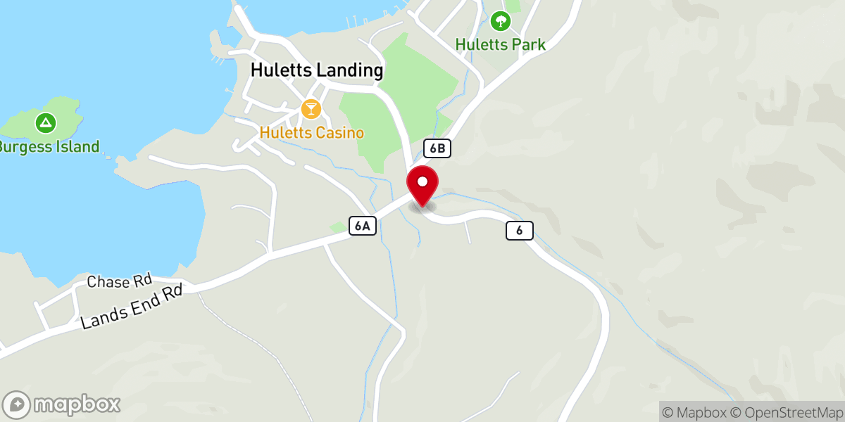 Map showing location of Huletts Landing