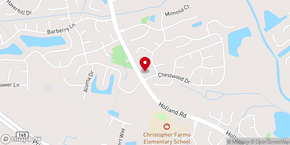 Map showing location of Piney Grove Baptist Church