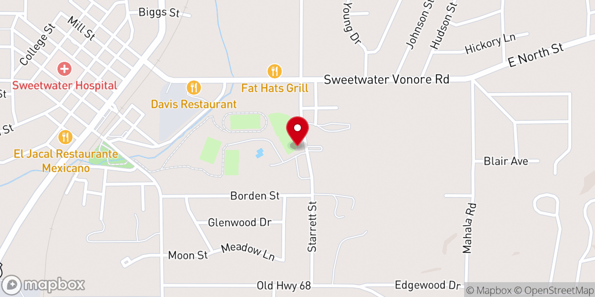 Map showing location of Sweetwater City Recreation Park