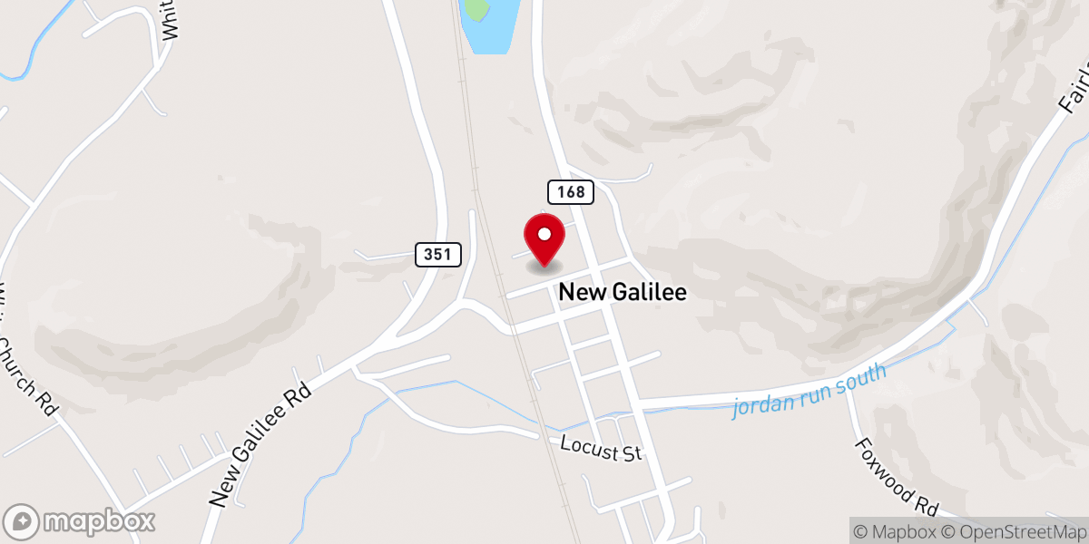 Map showing location of Galilean Presbyterian Church