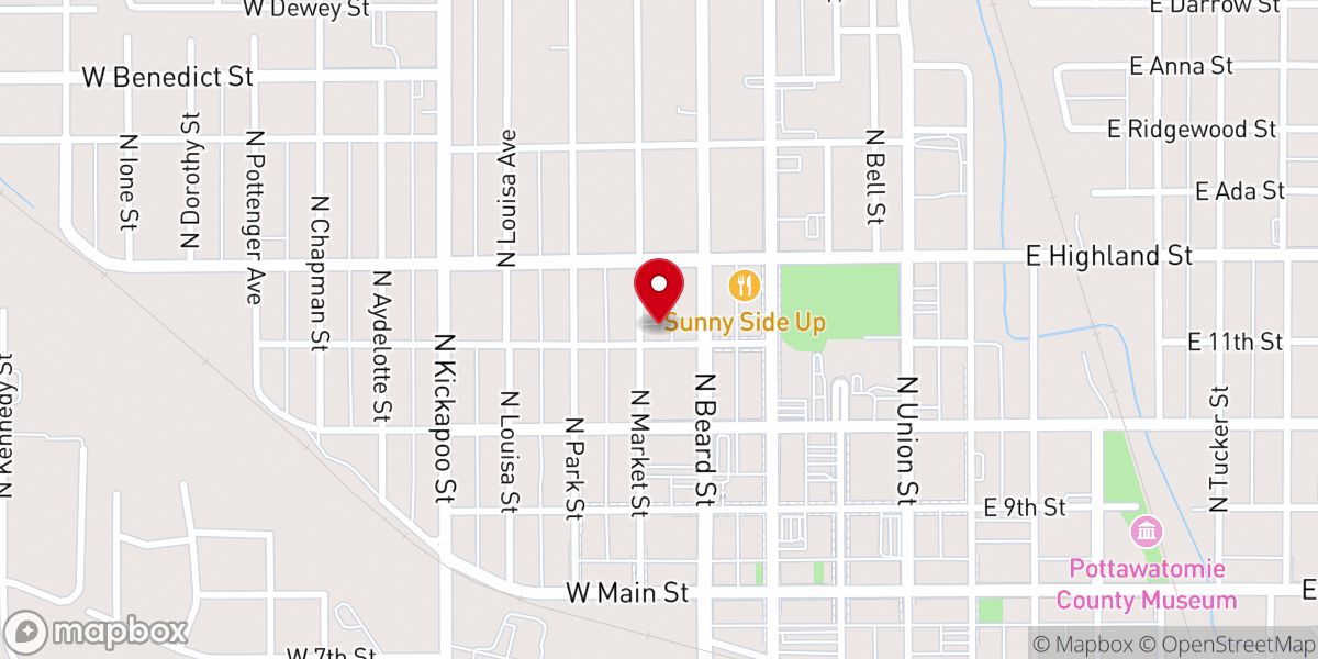 Map showing location of First Church of the Nazarene