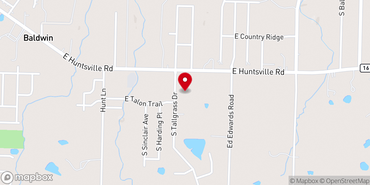 Map showing location of Baldwin Baptist Church