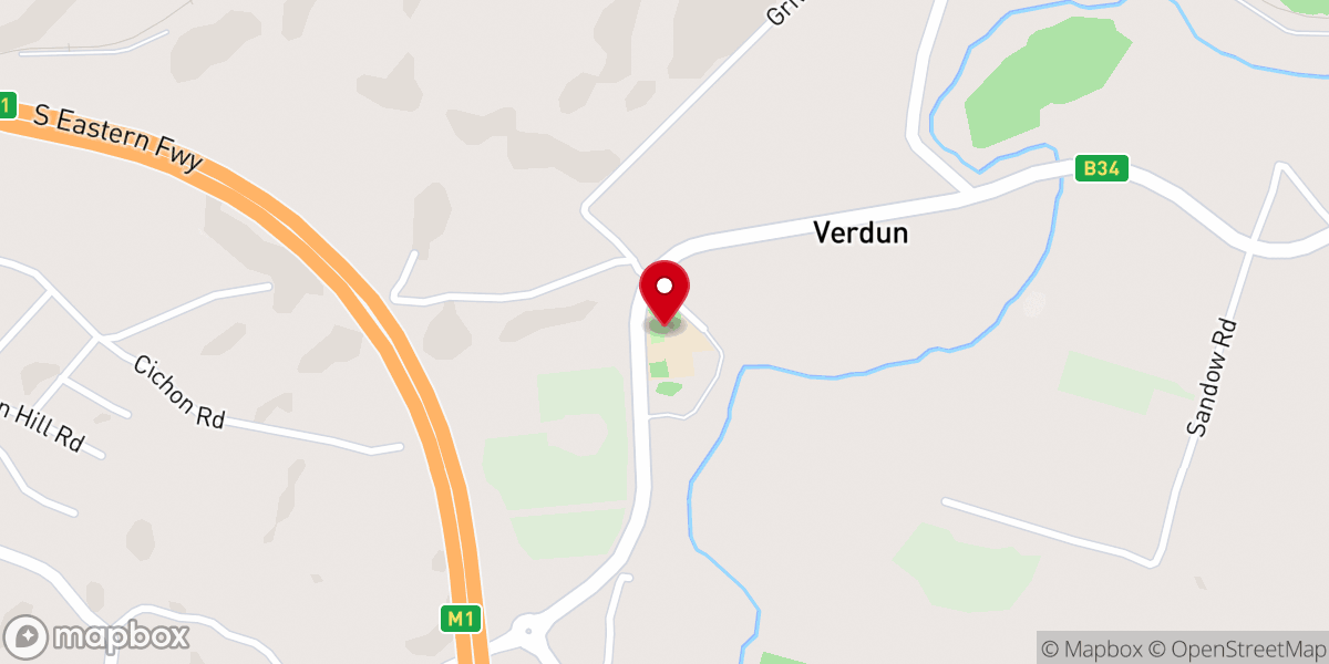 Map showing location of Hills Baptist Church Verdun