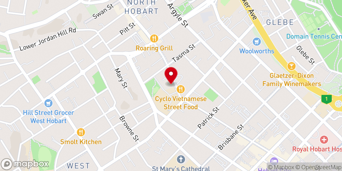 Map showing location of Hobart Vision Church (now meeting in Blackmans Bay)
