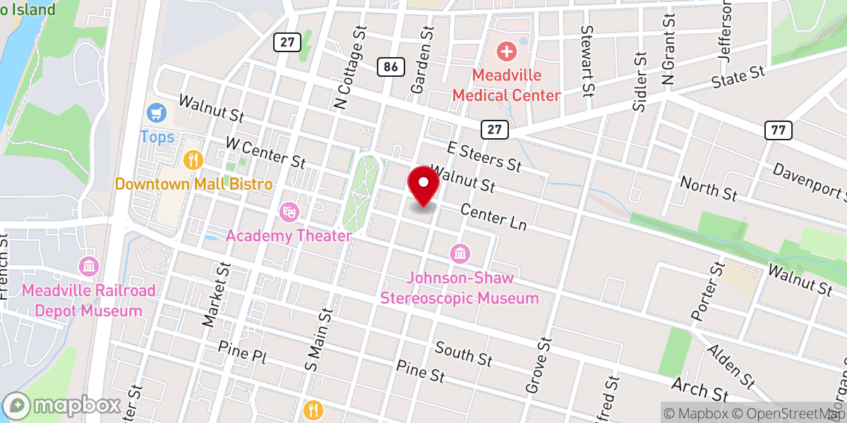 Map showing location of First Presbyterian Church