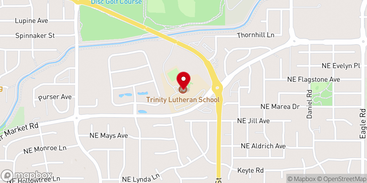 Map showing location of Trinity Lutheran Church