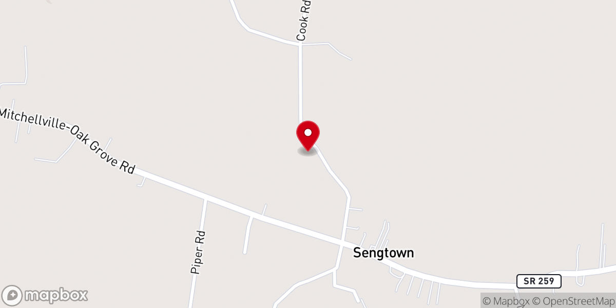 Map showing location of Antioch Baptist Church