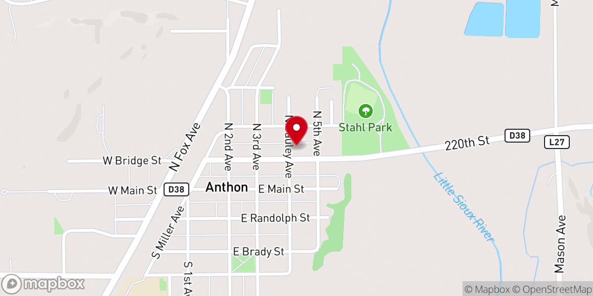 Map showing location of Anthon United Methodist Church