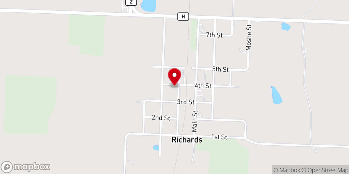 Map showing location of Richards Church