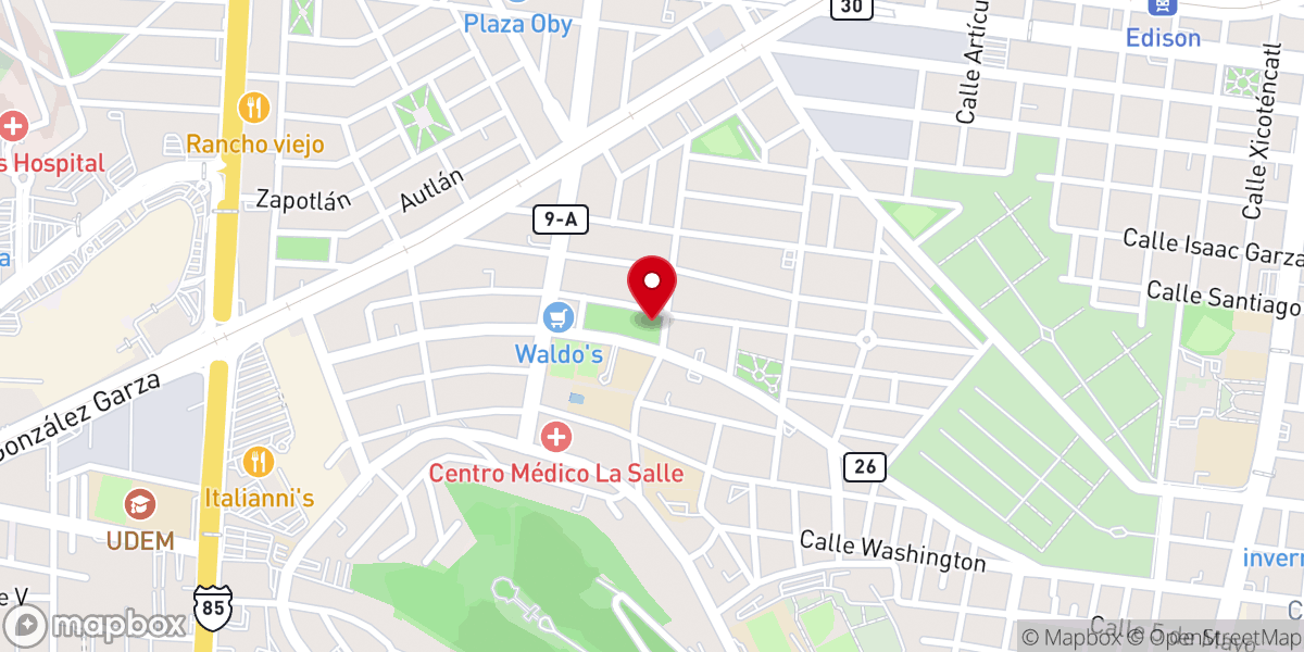 Map showing location of Parroquia San Juan Bautista De La Salle De Monterrey
