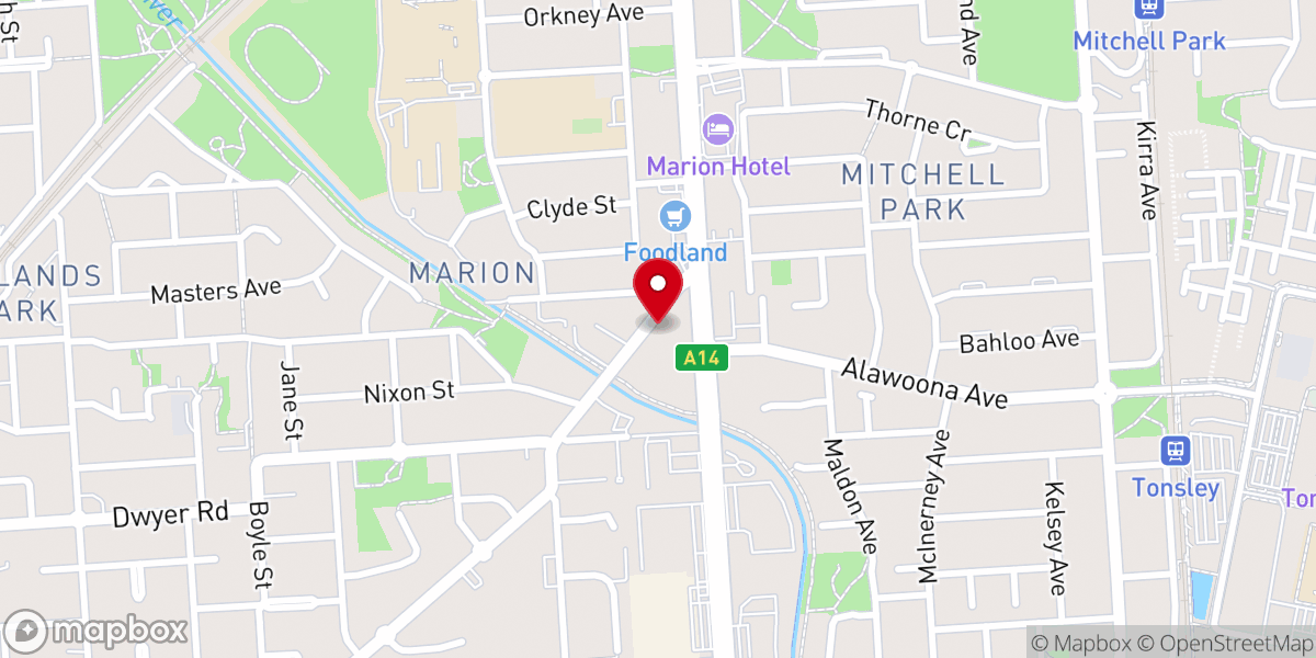 Map showing location of Ebenezer Pentecostal Assembly, Adelaide (Malayalam & English Worship)