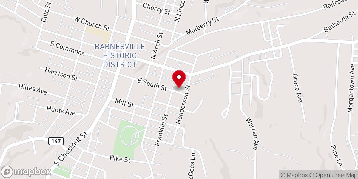Map showing location of East Main Church of Christ