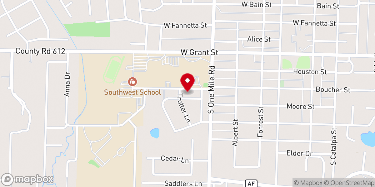 Map showing location of First Assembly of God