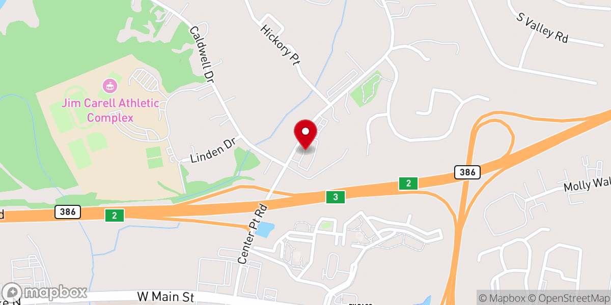 Map showing location of Center Point Church