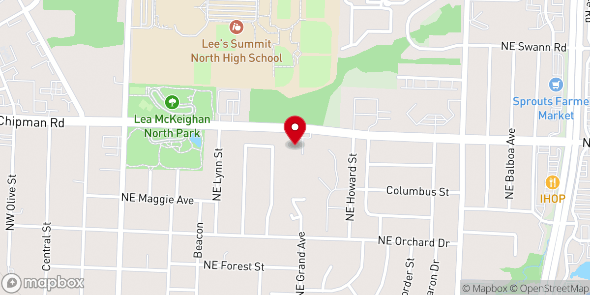 Map showing location of Thrive Church
