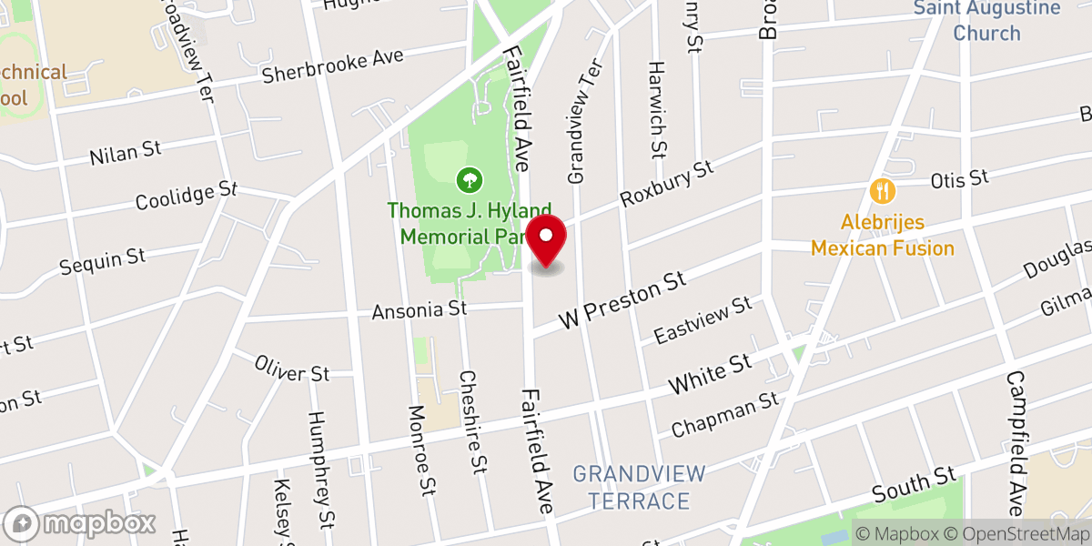 Map showing location of Memorial Baptist Church