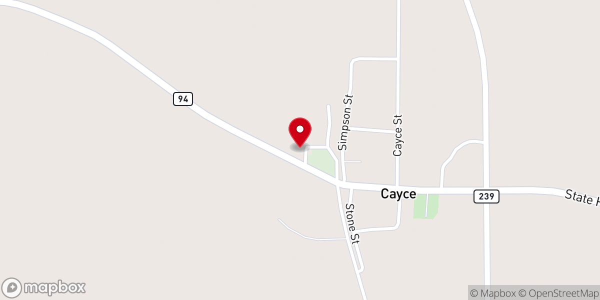 Map showing location of Cayce Baptist Church