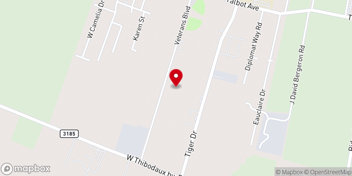Map showing location of Lafourche Parish Health Unit- Thibodaux