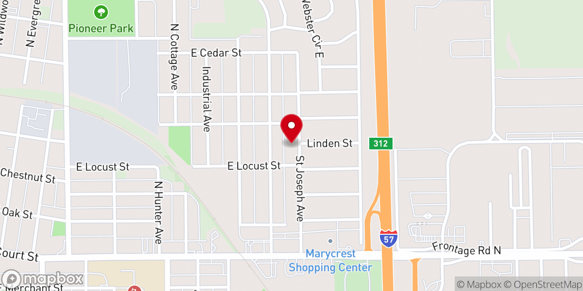 Map showing location of Kankakee Catholic Food Pantry