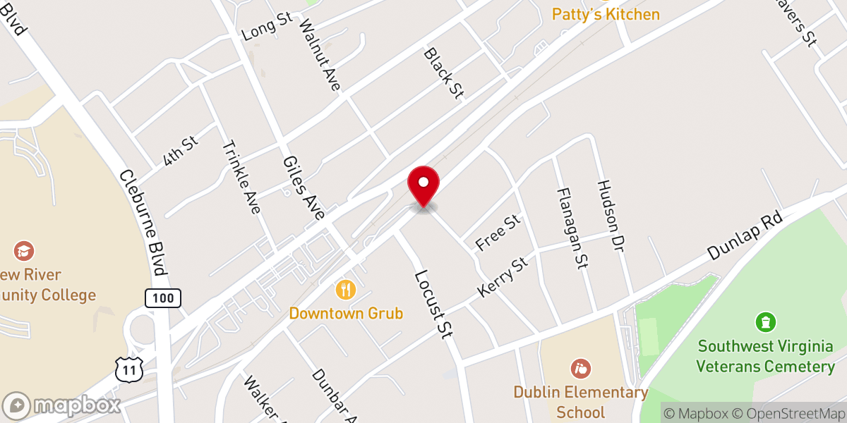 Map showing location of Dublin United Methodist Church