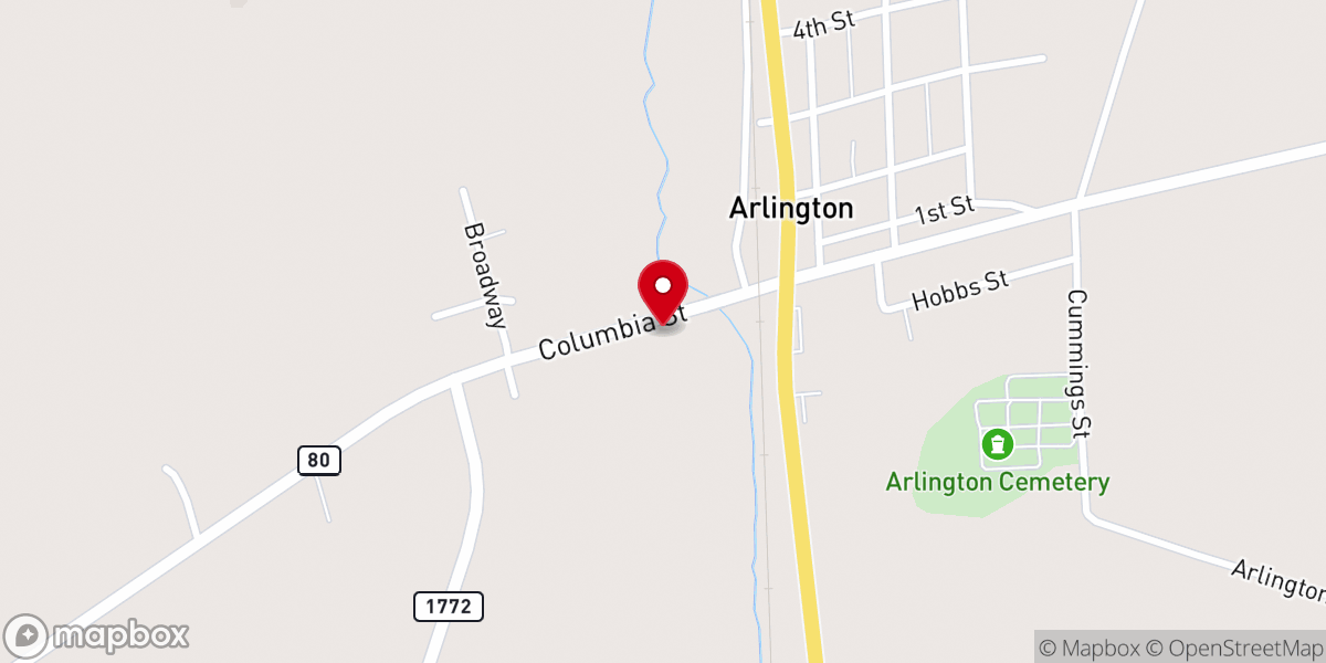 Map showing location of Arlington First Baptist Church
