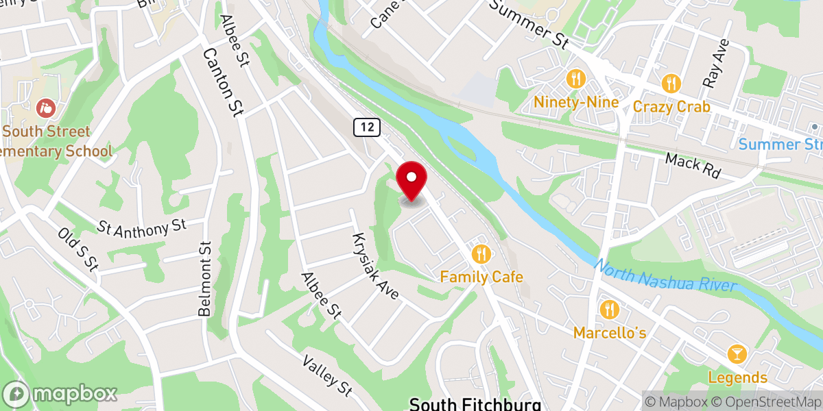 Map showing location of The Salvation Army Fitchburg Corps Community Center