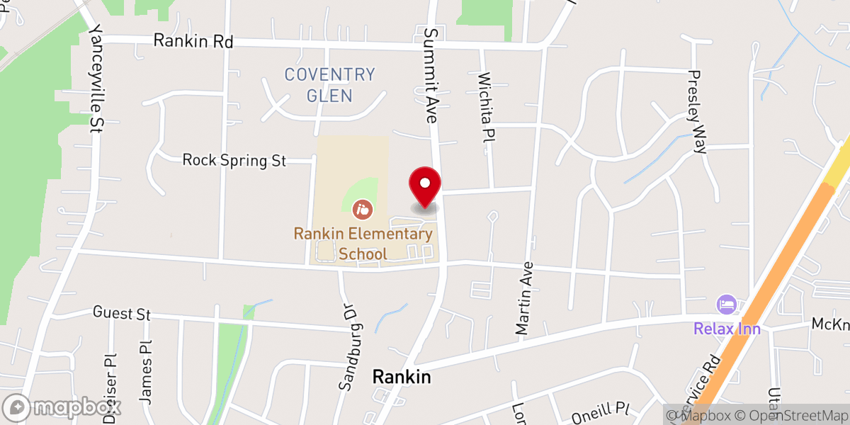 Map showing location of Rankin Baptist Church