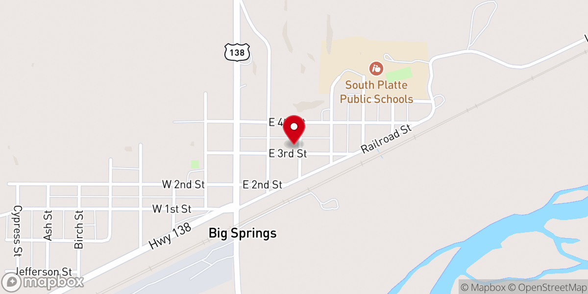 Map showing location of Big Springs United Methodist Church